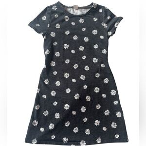 Evsie Girls XL Black White Daisy Print Dress Short Sleeve Floral Casual